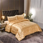 Queen Comforter Set- Luxury Gold Silk Bed All Season Lightweight Quilt So.... Fixed Price $77.42.