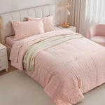 Zzlpp Twin Comforter Set - 5 Pieces, Pink Seersucker Bed Bag With Comfor.... Fixed Price $54.37.