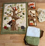 Lambs Ivy Crib Set Echo Woodland Quilt Comforter 3 Wall Hangings & Fit Sheet. Fixed Price $44.98.