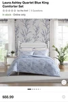 Laura Ashely Blue Floral King Comforter Set New. Fixed Price $60.00.