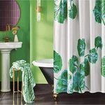 Diane Von Furstenberg Dvf For Target Geranium Leaf Green Blue Shower Curtain. Fixed Price $79.00.