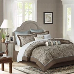 Aubrey 12-PIECE Cozy Comforter Set, Faux Silk Paisley, California King Blue. Fixed Price $235.99.