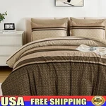 Unique Striped Comforter Set 7 Piece Bedding Microfiber Pillow Shams Cases New. Fixed Price $75.39.