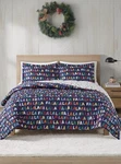 Jla Home Blue Reversible Holiday Falala 3-PC. Full/queen Comforter Set. Fixed Price $30.00.