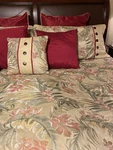 9 Pc Jcp Home King Comforter Set Bedskirt,valance,sham,pillow Gold Red Palm Tree. Fixed Price $24.95.