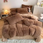 Roscloud Faux Fur Kids Girls Coffee Comforter Set Twin/full 3PC Warm Cozy. Fixed Price $68.12.