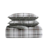 Eddie Bauer - Comforter Set, Reversible King, Alder Plaid Grey/red. Fixed Price $116.50.