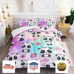 Xynhml Kawaii Black White Panda Flower Comforter 3PCS Full Tie Dye Wild Animal. Fixed Price $99.52.