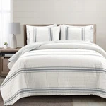 Lush Decor Farmhouse Stripe Reversible Cotton Quilt Size King, Dark Gray. Fixed Price $144.70.