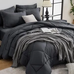 Hevumyi 7 Pieces Comforter Set, All Season Reversible Queen, Dark Gray. Fixed Price $65.26.