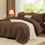 King Size Comforter Sets Dark Brown, 7 Pieces Soft Bedding Set, All Season Light. Fixed Price $77.99.