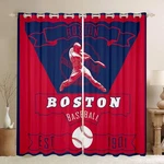 Feelyou Boys Baseball Curtains For Bedroom Living Boston Blackout Darken.... Fixed Price $70.87.