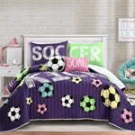 Lush Decor Girls Soccer Bedding Set, Full / Queen - 5 Pieces Includes Reversi.... Fixed Price $68.50.