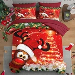 Christmas 7 Pcs Comforter Set Queen Size, Funny Reindeer Snowman Bedding. Fixed Price $110.74.