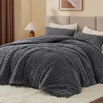 Bedelite Fluffy Comforter Set - Grey Fleece QUEEN(88"X88"), Dark. Fixed Price $79.25.