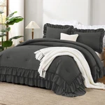 Andency Dark Grey Queen Comforter Set 3PC Ruffle Fluffy All Season Soft Lightwei. Fixed Price $98.98.