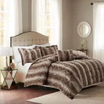 Marselle 4-PIECE Chocolate Animal Print Faux Fur Polyester King Comforter Set. Fixed Price $71.49.