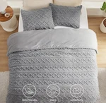 Bedsure Queen Fluffy Comforter Set Grey Plush Fleece Luxury Jacquard. Fixed Price $49.99.