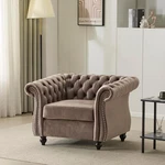 Chic Velvet Kitty Chesterfield Club Chair With Solid Wood Frame - Black & Brown. Fixed Price $679.99.
