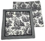 Waverly Country Life Toile & Gingham Plaid Black/ivory Euro Shams (32X31) Pair. Fixed Price $66.99.