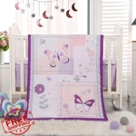 Wowelife 3PC Girl Crib Bedding Set Floral Butterfly Purple Comforter Sheet. Fixed Price $44.99.