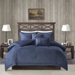 Woolrich Perry Denim Blue Oversized Queen Comforter Set With Decorative Pillows. Fixed Price $211.13.