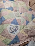 Pastel Patchwork Twin Comforter With Chenille Butterflies By Keeco Cottage Core. Fixed Price $49.99.