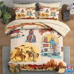 Pamnest Comforter Set Full Size, Western Cowboy Retro Colorful 7 Pcs Bedding. Fixed Price $69.38.