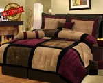 7 Piece Burgundy Brown Black Bed Bag Micro Suede King Comforter Set With. Fixed Price $130.42.