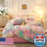 Gusuhome Faux Fur Plush Comforter Set Full Size Rainbow Fluffy Fuzzy Shaggy Bedd. Fixed Price $70.69.