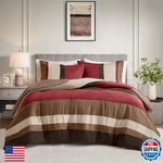 Spaces Luxe Microsuede Queen Comforter Set Red, 3 Pc Pieced Color Block. Fixed Price $82.71.