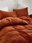 Houseri Velvet Rust Burnt Orange Duvet Cover Bedding Set, Size Full. Fixed Price $81.00.