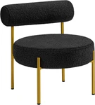 Chic Black Tufted Vanity Chair With Gold Legs For Bedroom & Home Office. Fixed Price $121.99.