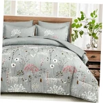 Grey Floral Comforter Set Queen Size, 7 Piece Spring Dandelion Plant. Fixed Price $60.25.