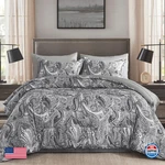Djy Grey Paisley 7 Piece Comforter Set Queen Boho Bag Bedding. Fixed Price $89.98.