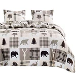 - Rustic Patchwork Comforter Set, Lodge Woodland Wildlife Bear King Taupe. Fixed Price $58.53.