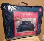 Juicy Couture Blue Jc Monogram Embossed Plush 4PC Queen Comforter Set Soft &cozy. Fixed Price $105.00.