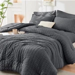 Hymokege Comforter Set Seersucker 7 Pieces, QUEEN(88"X 88"), Dark Grey. Fixed Price $74.05.