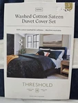 Threshold 3-PIECE Duvet Cover Set Sateen, Dark Navy, King Size Canada. Fixed Price $21.93.
