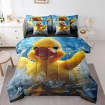 Funny Yellow 3D Rubber Duck Queen Comforter Set Kids Room Decor 7 Piece. Fixed Price $129.99.