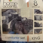 King Size Luxury Comforter Set Home Accents 8-PCS Euro Shams Pillows Bedskirt. Fixed Price $129.98.
