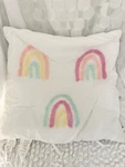 Pottery Barn Square White Rainbow Chenille Pillow Sham Euro Tie Back Padded. Fixed Price $19.95.