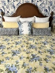 Laura Ashley Queen 100% Cotton Comforter Cassidy Yellow Blue Roses Cottage Beach. Fixed Price $72.87.