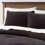 Full/queen Lustrous Velvet Comforter & Sham Set Black - Threshold. Fixed Price $31.99.