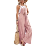 Women's Bib Overalls Sleeveless Loose Wide Leg Jumpsuits Rompers With Pockets. Fixed Price $16.99.