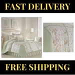 Laura Ashley Comforter Set Queen Size Reversible Green Floral Design (4-PIECE). Fixed Price $329.95.