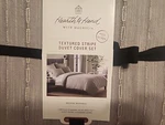 Hearth & Hand Full Queen Thin Stripe Duvet Sham Set Railroad Gray. Fixed Price $32.75.
