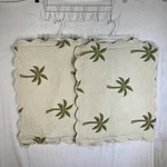 Waverly Pillow Shams Set Of 2 Green Ivory Embroidered Palm Trees 100% Cotton. Fixed Price $24.99.