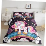 Unicorn Bedding,star Print Rainbow Kids Comforter Sets Twin Purple Pink. Fixed Price $63.71.