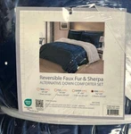 Cathay Home Blue 3 Pc. King Sherpa & Faux Fur Reversible Down Comforter Sets. Fixed Price $45.35.